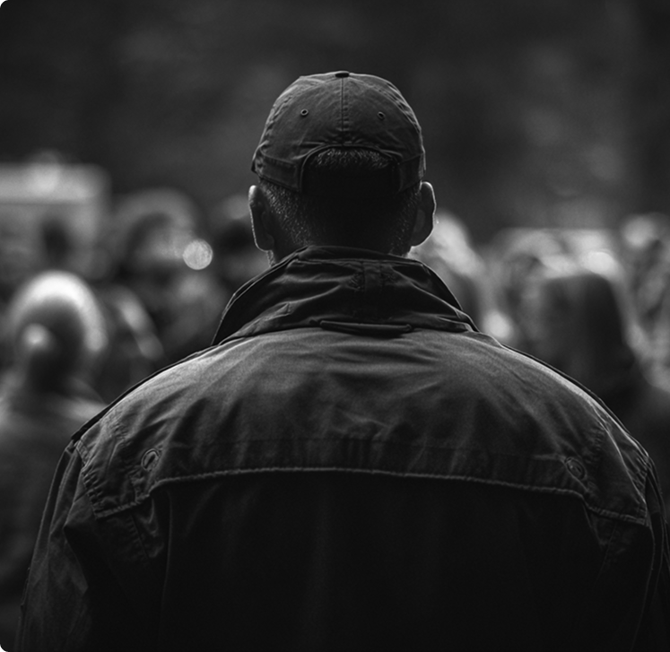 Un agent de sécurité de dos