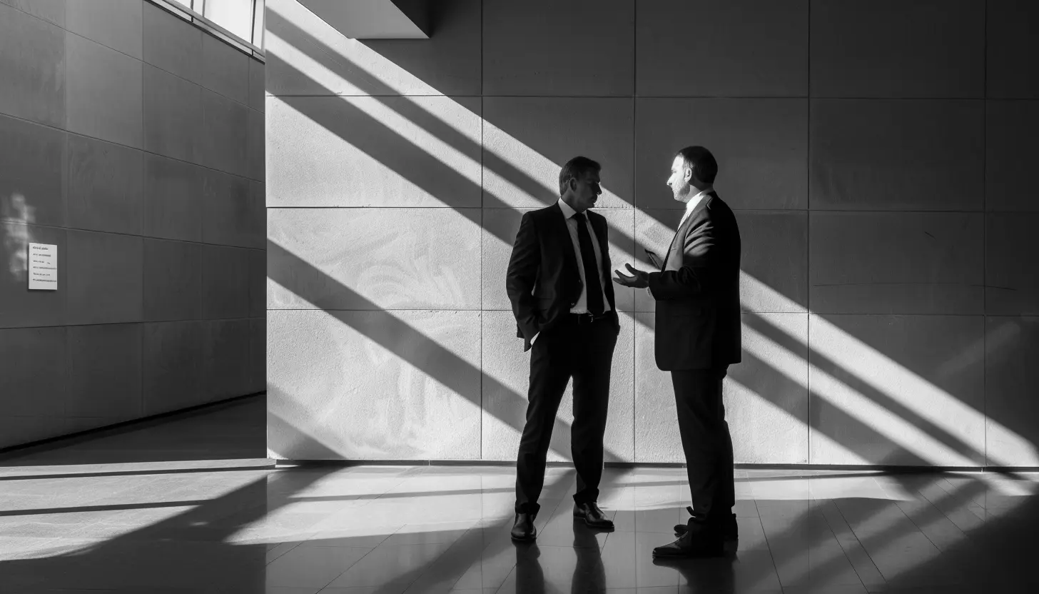 Deux hommes en costumes qui discutent