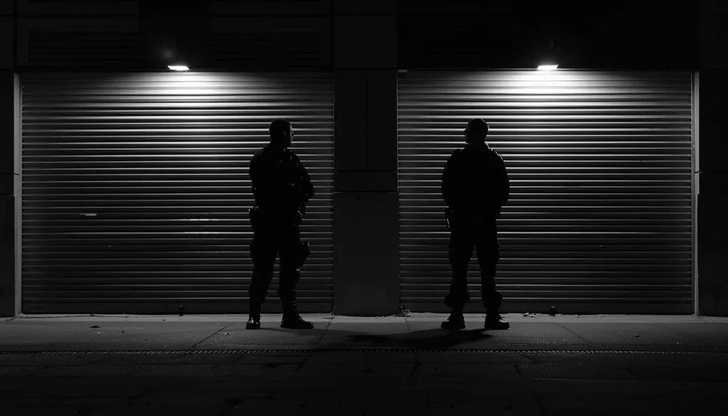 Deux agents de sécurité qui surveillent