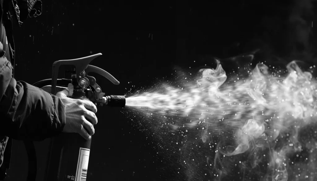 Homme qui utilise un extincteur