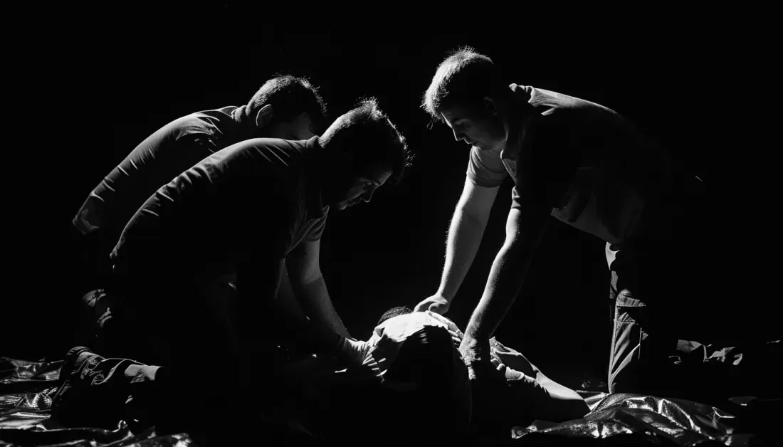 Des secourisme qui s'entraîne sur un mannequin