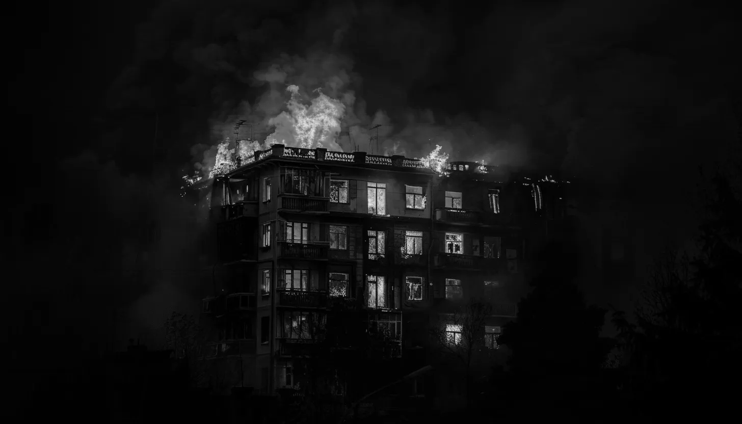 Un bâtiment en flammes