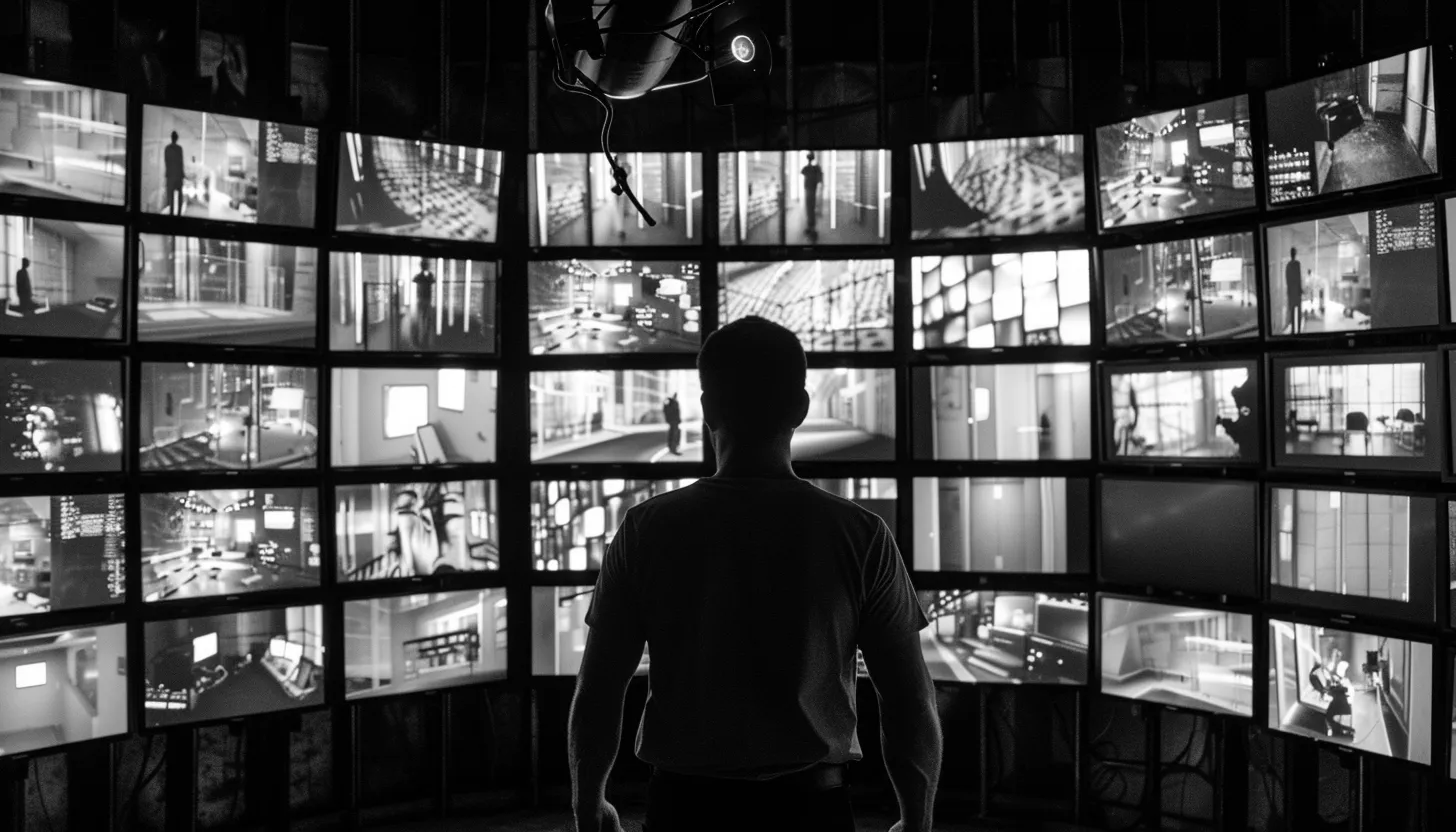 Agent de sécurité dans un poste de surveillance